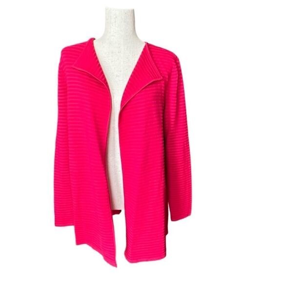 Talbots Cardigan Open Front Ribbed Pink-Fuchsia Size Small - Picture 9 of 13